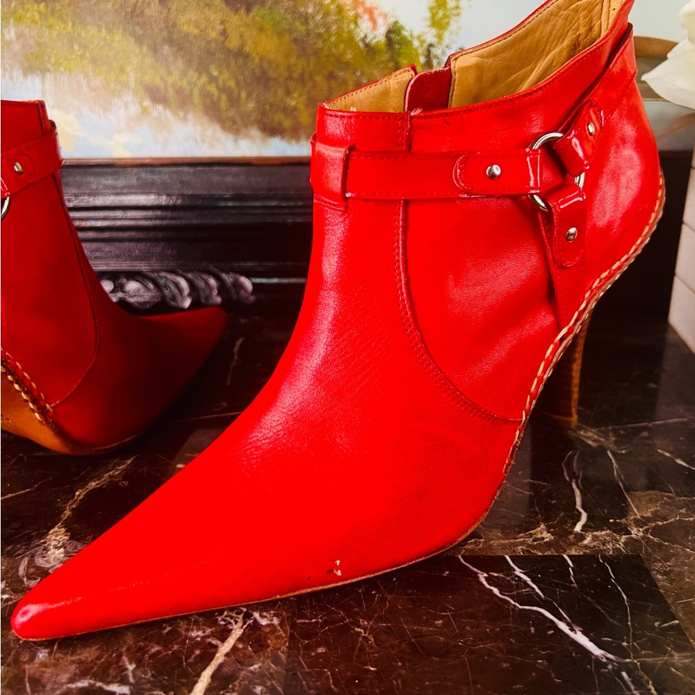 π Lucchese Charlie 1 Horse handcrafted Vintage Heels Western Boots 7 Red RAREπ - Picture 7 of 15